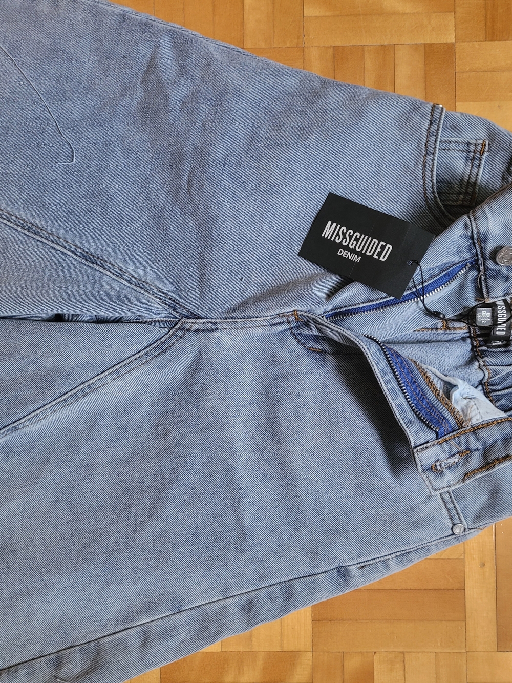 Missguided Grey Denim Panelled Bermuda Shorts